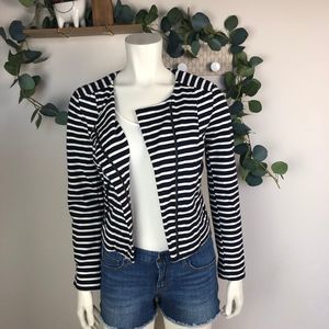 Loft striped navy & white cotton moto blazer sz 2